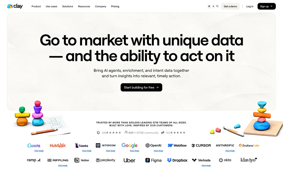 Clay Hero social proof screenshot