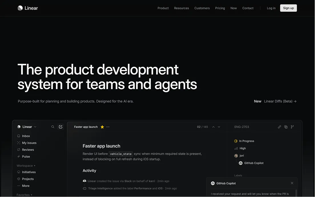 Linear Product preview mockups in hero screenshot