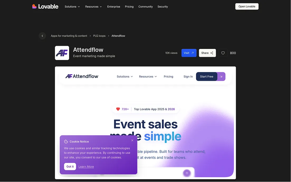 Lovable Community template marketplace screenshot