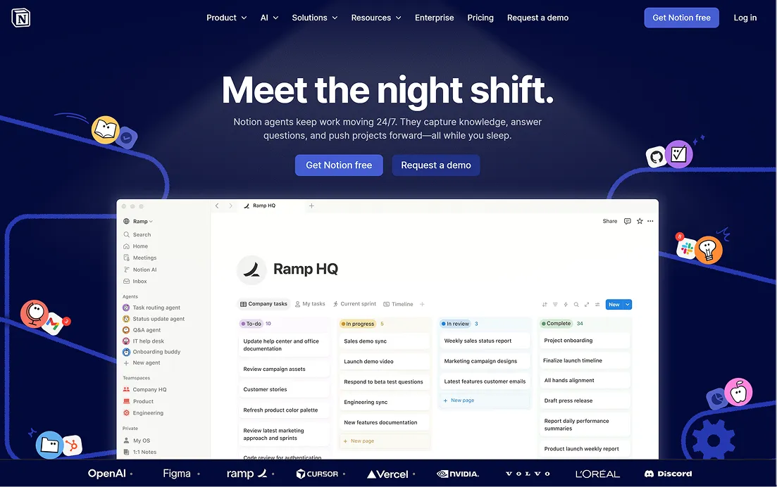 Notion Social proof above the fold screenshot