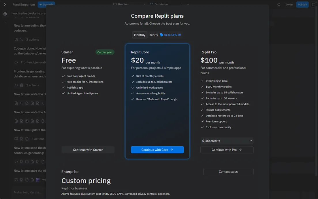 Replit Suggested plan highlight screenshot